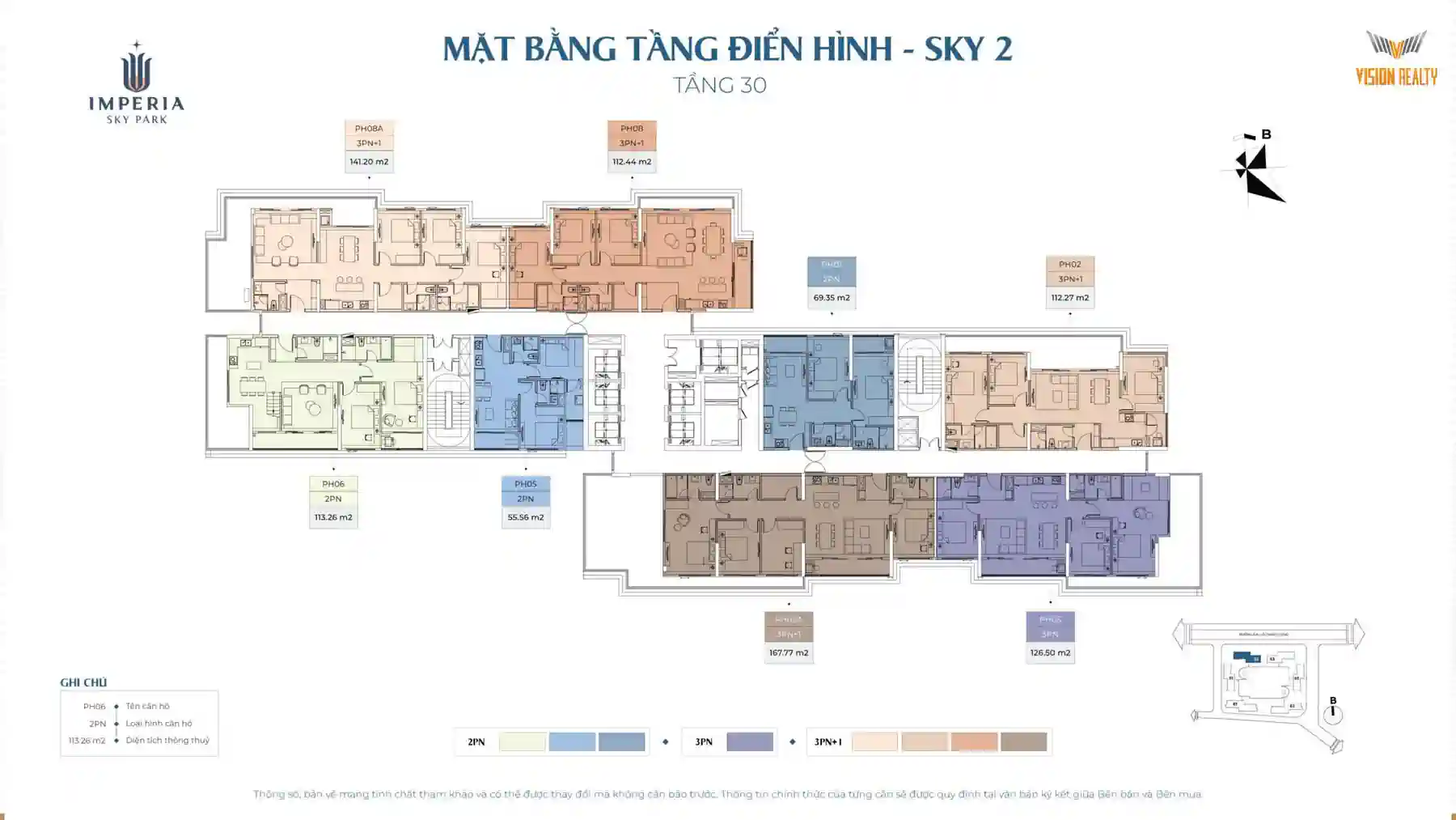 Mặt bằng tầng 3 tòa Sky 2 Imperia Sky Park Nam An Khánh