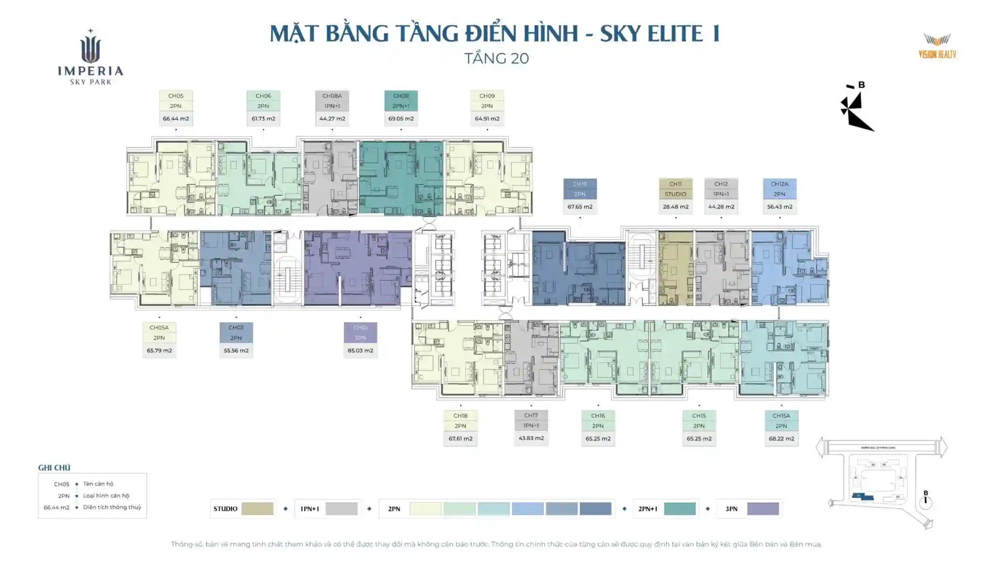 Mặt bằng tầng 20 tòa Sky Elite 1 Imperia Sky Park Nam An Khánh