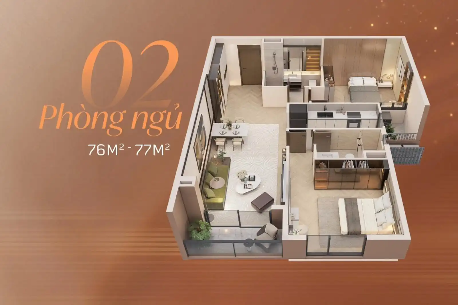 Mặt bằng thiết kế căn 2 ngủ dự án LakeView Tower Giải Phóng