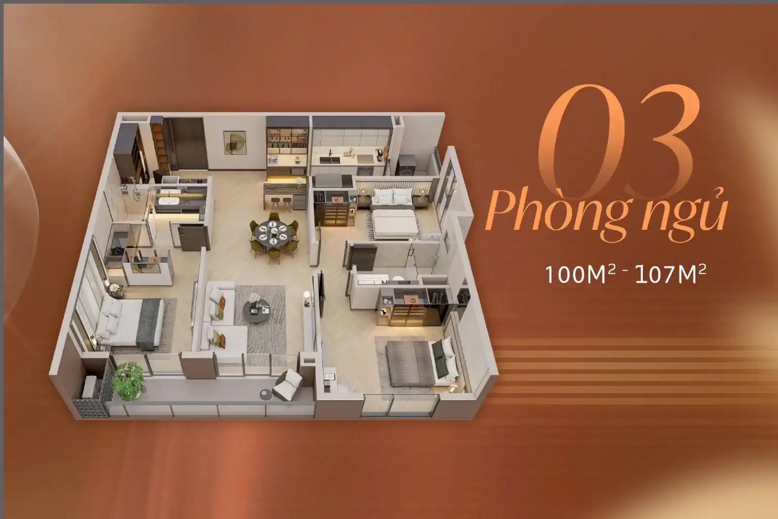 Mặt bằng thiết kế căn 3 ngủ dự án LakeView Tower Giải Phóng